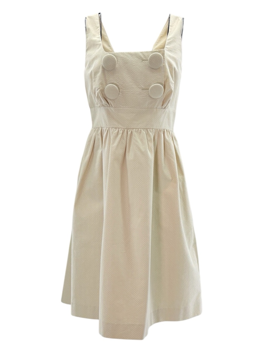 NEW Banana Republic Cream Sleeveless Fit-and-Flare Dress Large Buttons Size 2